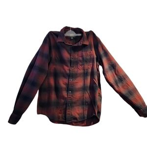 Roots  Men’s  Burgundy And Black long sleeve plaid shirt  size M